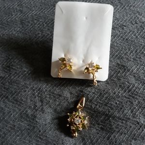 Pendent, and earrings.